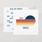Vintag 1979 Retro Stripe Sun Einladung (Vorne/Hinten)
