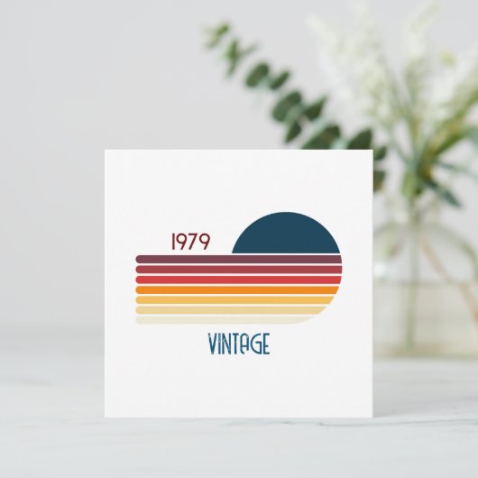 Vintag 1979 Retro Stripe Sun Einladung (Stehend Vorderseite)