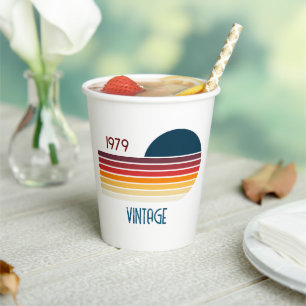 Vintag 1979 Retro Stripe Sun Pappbecher