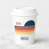 Vintag 1979 Retro Stripe Sun Pappbecher (Rückseite)