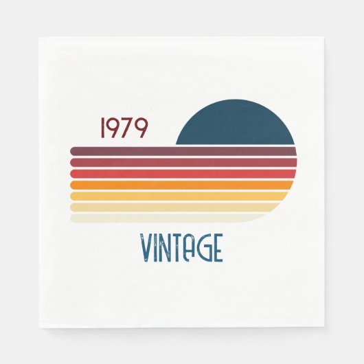 Vintag 1979 Retro Stripe Sun Serviette (Vorderseite)