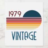Vintag 1979 Retro Stripe Sun Weinetikett (Einzelnes Label)