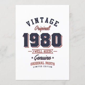 Vintag 1980 Geboren 1980 Retro Geburtstagsgeschenk Einladung