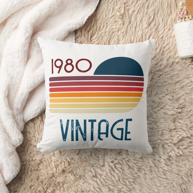 Vintag 1980 Retro Stripe Sun Kissen (Decke)