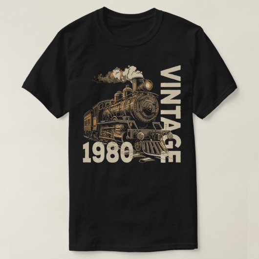 Vintag 1980 Steampunk-Dampfzug-Lokomotive 44. T-Shirt (Design vorne)