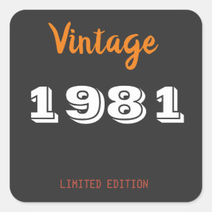 Vintag 1981 Limited Edition 45. Geburtstag Square Quadratischer Aufkleber