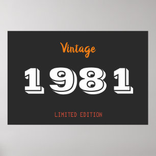 Vintag 1981 limitierte Auflage 45. Geburtstagsgesc Poster