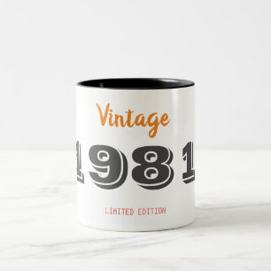 Vintag 1981 limitierte Auflage 45. Geburtstagsgesc Zweifarbige Tasse
