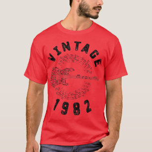 Vintag 1982 Geburtstag Limited Edition Guitar Musi T-Shirt