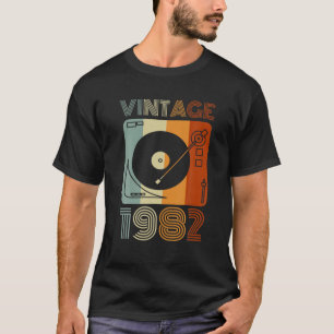 Vintag 1982 Retro Record Player Geburtstag Vinyl D T-Shirt