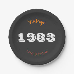 Vintag 1983 Limited Edition 43. Geburtstag Retro Pappteller