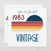 Vintag 1983 Retro Stripe Sun 40. Geburtstag Einladung (Vorne/Hinten)