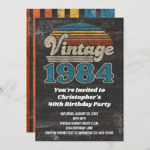 Vintag 1984 Geburtstag 40. Geburtstag Sonnenunterg Einladung