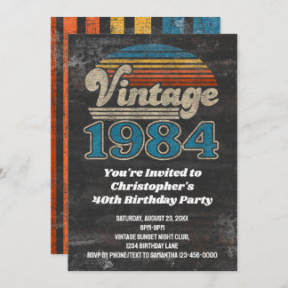 Vintag 1984 Geburtstag 40. Geburtstag Sonnenunterg Einladung