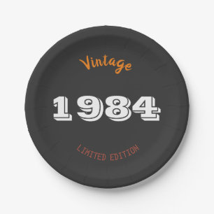 Vintag 1984 Limited Edition 42. Geburtstag Retro Pappteller