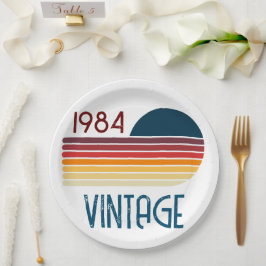Vintag 1984 Retro Stripe Sun 40. Geburtstag Pappteller