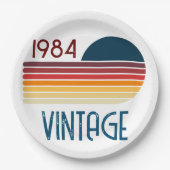 Vintag 1984 Retro Stripe Sun 40. Geburtstag Pappteller (Vorderseite)
