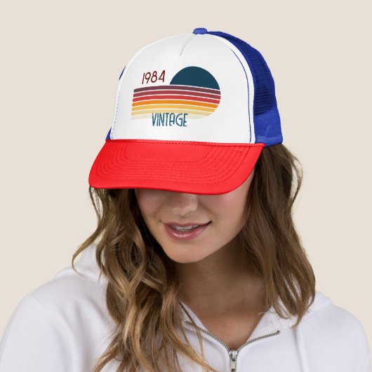 Vintag 1984 Retro Stripe Sun 40. Geburtstag Truckerkappe (Beispiel)