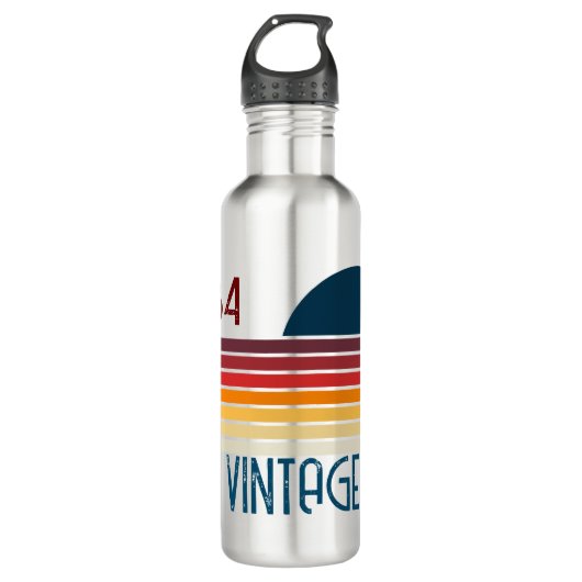 Vintag 1984 Retro Stripe Sun Edelstahlflasche (Vorderseite)