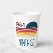 Vintag 1984 Retro Stripe Sun Pappbecher (Rückseite)