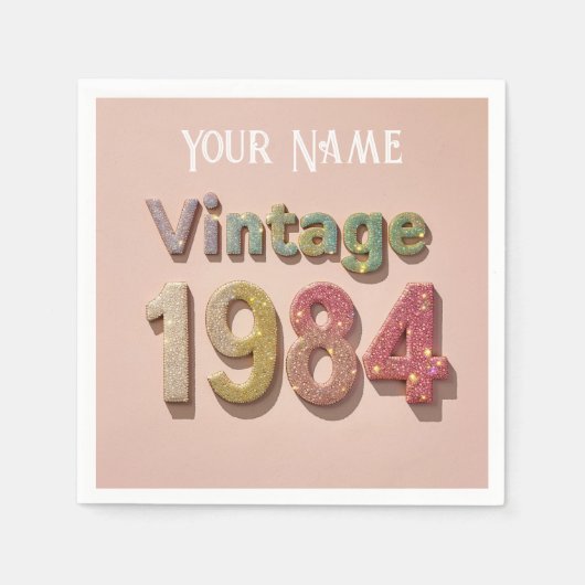 Vintag 1984 Sparkle Napkin: Glitternde Erinnerunge Serviette (Vorderseite)