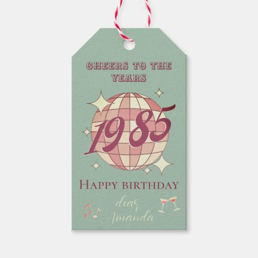 Vintag 1985 39. 40. Party Einladung Geschenkanhänger (Vorderseite)