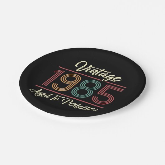 Vintag 1985 40. Geburtstag Pappteller (Schrägansicht)