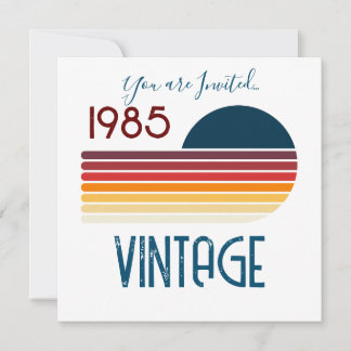 Vintag 1985 Retro Stripe Sun 40. Geburtstag Einladung