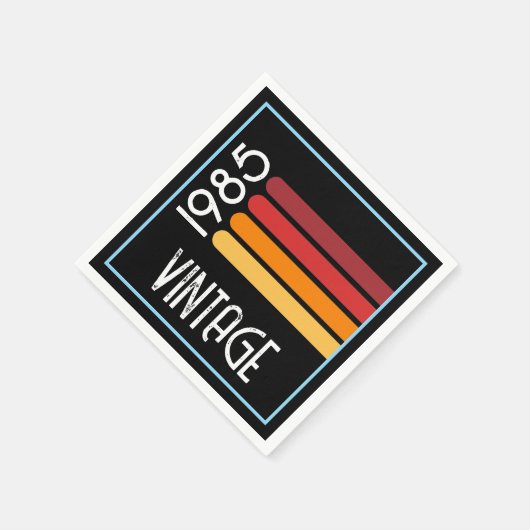 Vintag 1985 Retro Stripe Sun 40. Geburtstag Serviette (Ecke)