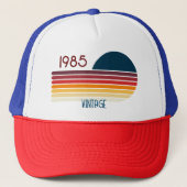 Vintag 1985 Retro Stripe Sun 40. Geburtstag Truckerkappe (Vorderseite)