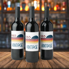 Vintag 1985 Retro Stripe Sun Weinetikett