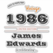 Vintag 1986 Retro - 40. Geburtstag Aufkleber (Vorderseite)