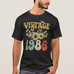 Vintag 1986 Sonnenblume Butterfly Retro Groovy 37. T-Shirt