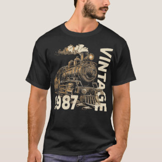 Vintag 1987 Steampunk Dampfzug Lokomotive 37. T-Shirt