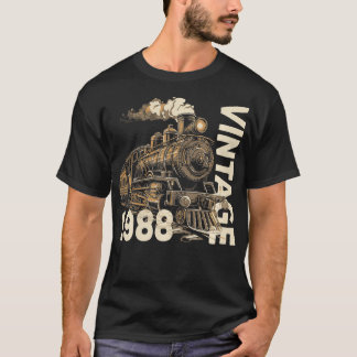 Vintag 1988 Steampunk-Dampfzug-Lokomotive 36. T-Shirt