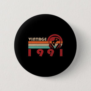Vintag 1991 Funny 33 Years Old Boys Gamer 33. Bi Button