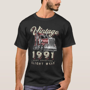 Vintag 1991 LKW Big Rig LKW Fahrer 30th Bir T-Shirt