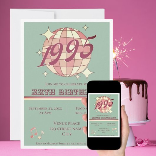 Vintag 1995 29. 30. Party Einladung