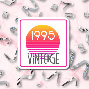 Vintag 1995 Neon Retro Stripe Sun 30. Geburtstag Rechteckiger Pappuntersetzer