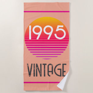 Vintag 1995 Neon Retro Stripe Sun 30. Geburtstag Strandtuch