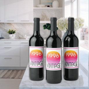 Vintag 1995 Neon Retro Stripe Sun 30. Geburtstag Weinetikett