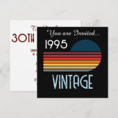 Vintag 1995 Retro Stripe Sun 30. Geburtstag Einladung (Vorne/Hinten)