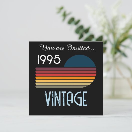 Vintag 1995 Retro Stripe Sun 30. Geburtstag Einladung (Stehend Vorderseite)