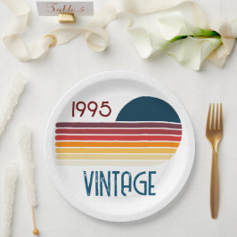 Vintag 1995 Retro Stripe Sun 30. Geburtstag Pappteller