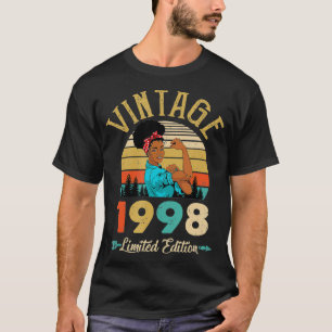Vintag 1998 24. Geburtstag Afro Schwarze Frau 24 J T-Shirt