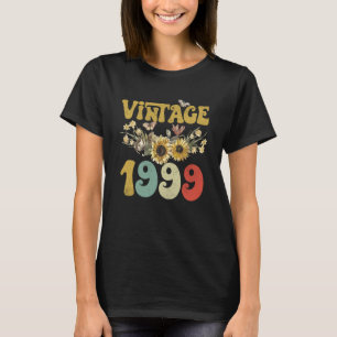 Vintag 1999 Sonnenblume Butterfly Retro Groovy 24. T-Shirt