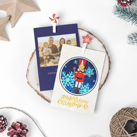 Vintag 1 Foto Nutcracker Gold Frohe Weihnachten