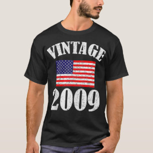 Vintag 2009 15 Jahre alte amerikanische Flagge Geb T-Shirt