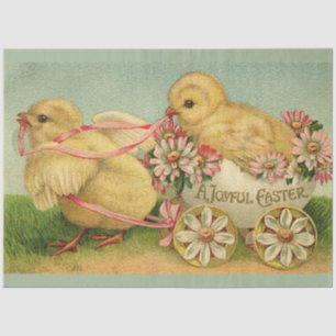 Vintag 2 Hühner Ostern Urlaub Seidenpapier