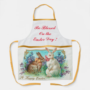 Vintag 2 Kaninchen Ostereier Urlaub Schürze